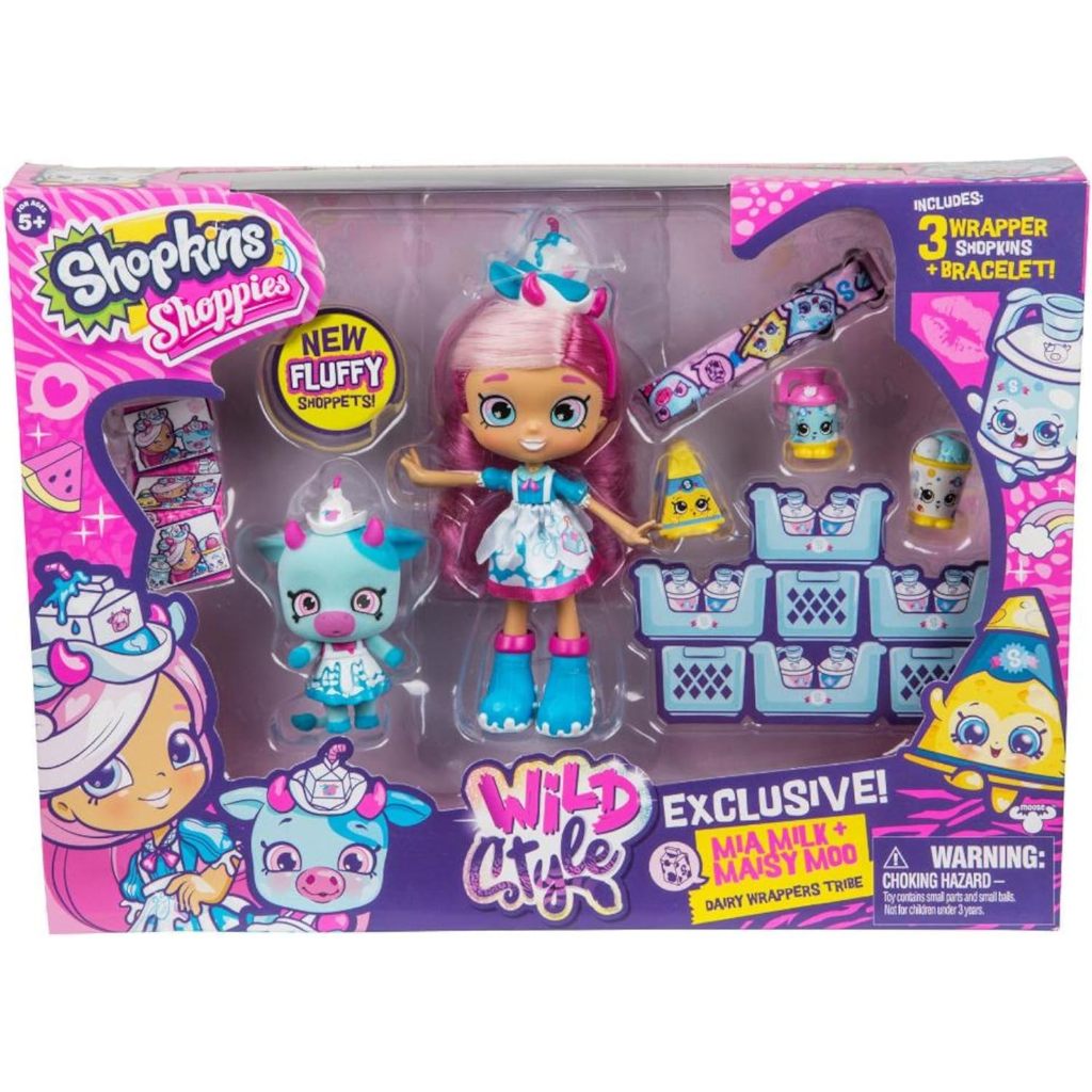 Shopkins Shoppies Wild Style Doll - Mia Milk &amp; Daisy Moo Shopkins Shoppies ตุ๊กตาสไตล์ป่า - Mia Milk &amp; Daisy Moo