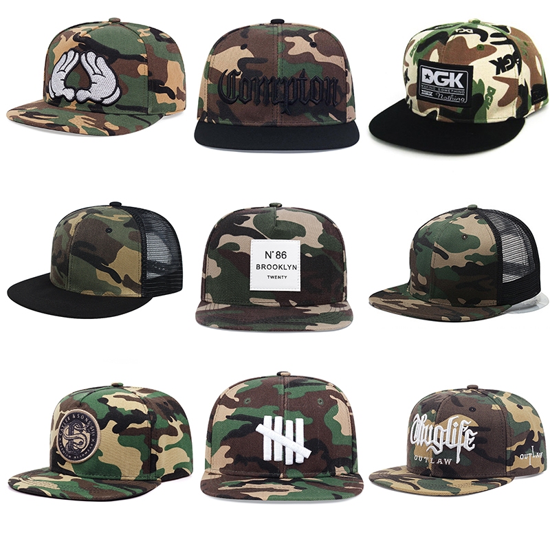 หมวกแก๊ปลําลอง ปักลายพราง ปรับได้ คุณภาพสูง สไตล์ฮิปฮอป แฟชั่นสําหรับผู้ชาย