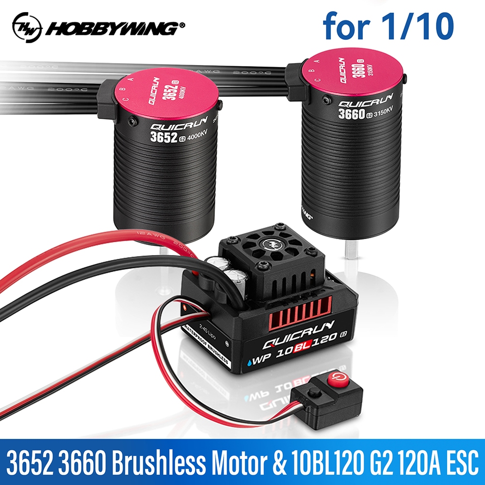 Hobbywing ESC มอเตอร์ควบคุมความเร็ว QuicRun WP 10BL120 G2 120A ESC 3652 3660 G2 2-4S