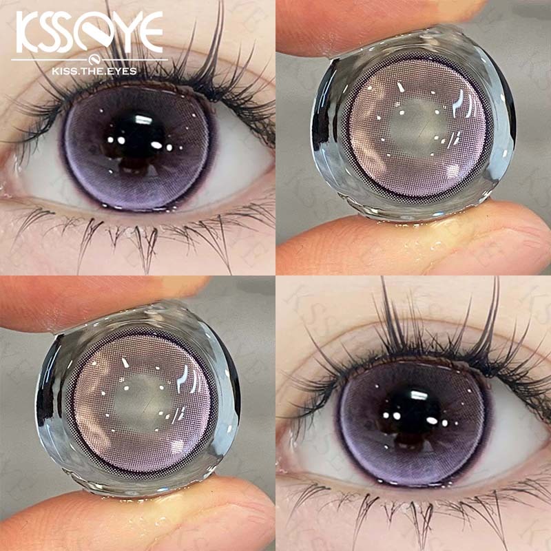 KSSEYE คอนแทคเลนส์สี 2 ชิ้นสีม่วงสีฟ้า 1 ปีสายตาสั้นคอนแทคเลนส์ความงามตาเครื่องสําอางเลนส์นุ่มไอดอลเ