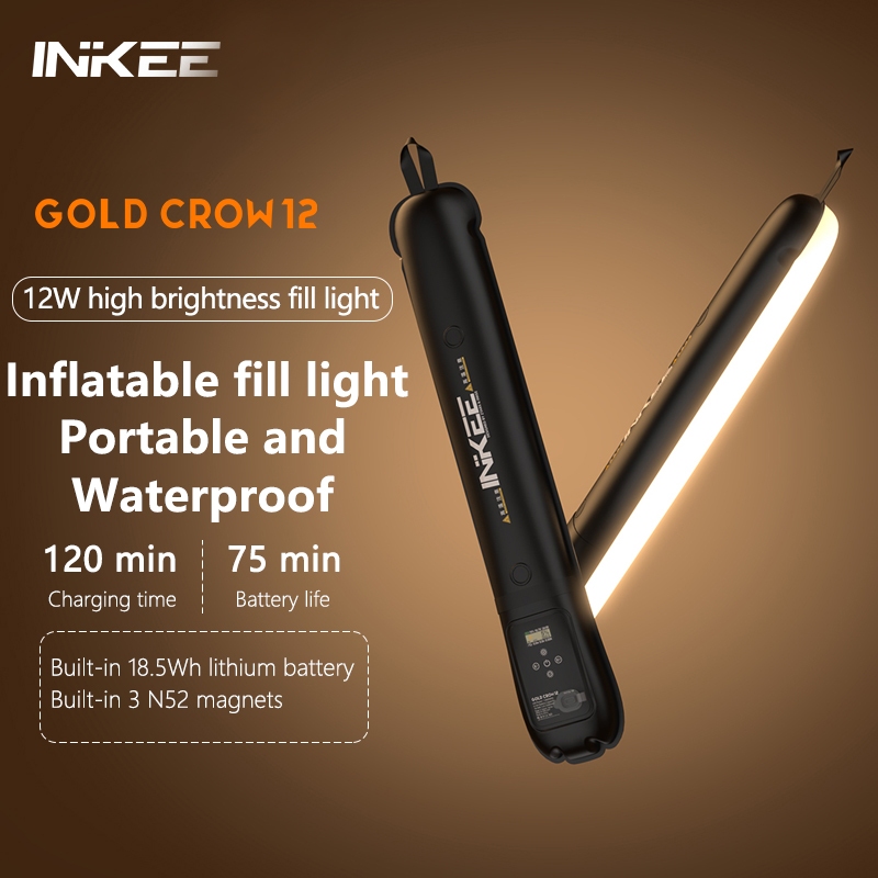 Inkee GC12 โคมไฟ LED 12W ความสว่างสูง อุณหภูมิสีคู่ แบบพกพา สําหรับถ่ายภาพ