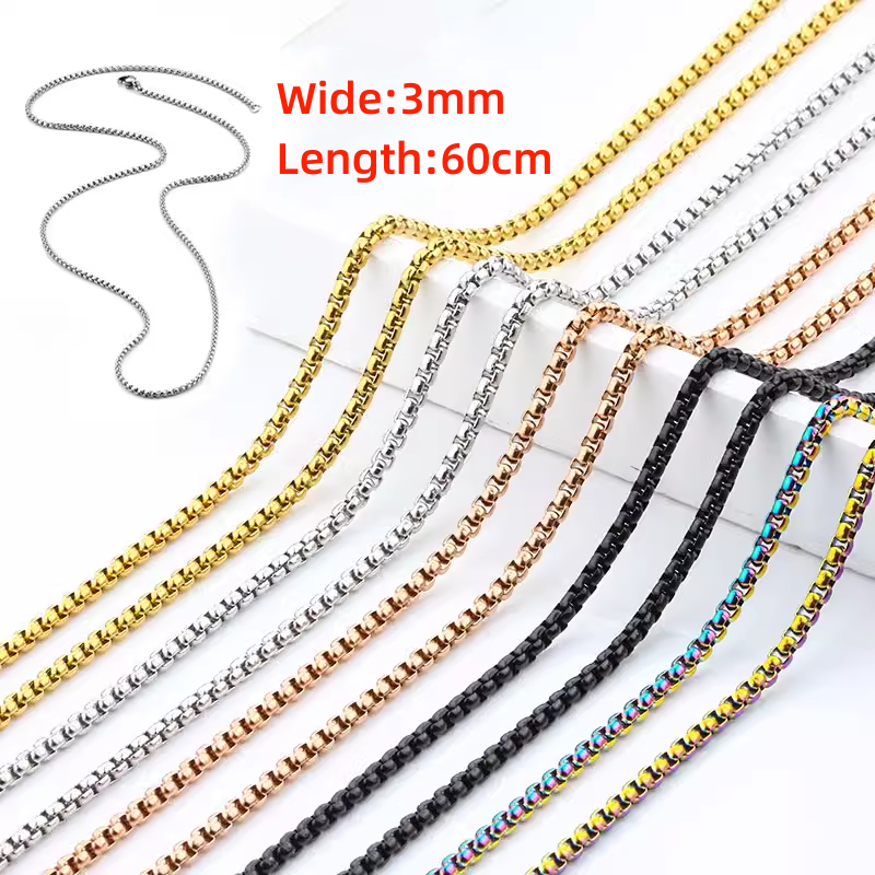 สร้อยคอโซ่ สเตนเลส ทอง 18K ประดับมุก ทรงสี่เหลี่ยม สีดํา เครื่องประดับ