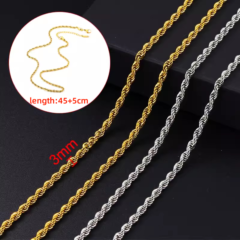 สร้อยคอโซ่ สเตนเลส ทอง 18K แบบเกลียว เครื่องประดับแฟชั่น