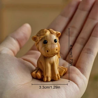 1ชิ้นไม้นักษัตรจีนที่ทําด้วยมือแกะสลักสัตว์ ทําเอง จี้สําหรับสร้อยคอพวงกุญแจเครื่องประดับอุปกรณ์เครื่องประดับ