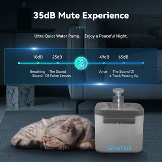 Smarttail Pet ตู้กดน้ําอัจฉริยะ 4400mAh น้ําพุสัตว์เลี้ยงไร้สายความจุ 2.2 ลิตรปลอดภัยและมีเอกลักษณ์สําหรับตู้น้ําแมวและสุนัข