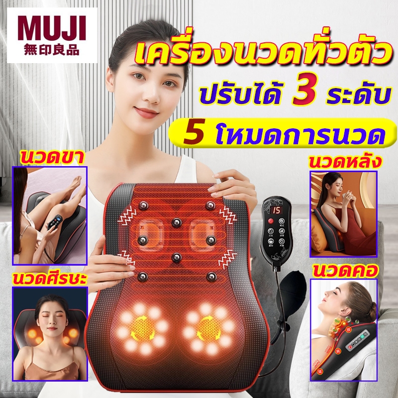 การนวดจำลองมนุษย์ หมอนนวดไฟฟ้า มีปุ่ม 6 อันปรับความแรงได้ หมอนนวด หินแม่เหล็กล้อมรอบ 8 อัน เบาะนวดไฟฟ้า Multi Function