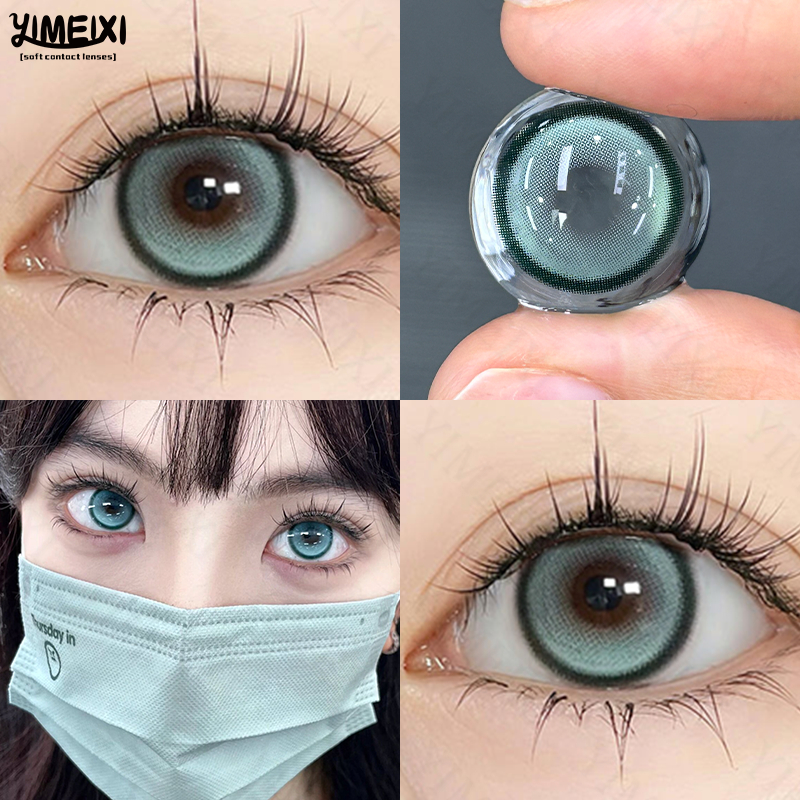 Yimeixi คอนแทคเลนส์ สีเขียว เส้นผ่าศูนย์กลาง 14.5 มม. ขนาดใหญ่ 1 ปี สําหรับคอสเพลย์ การ์ตูน อนิเมะ WT:40