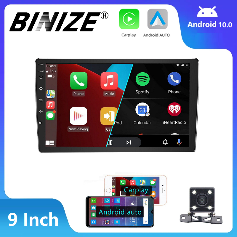 Binize เครื่องเล่นสเตอริโอรถยนต์ Android 10.0 และวิทยุ GPS นําทาง หน้าจอสัมผัสอัตโนมัติ 9 นิ้ว 2 Din