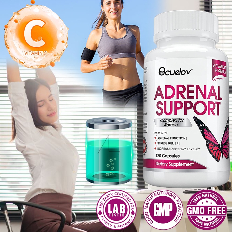 Bcuelov Womens Adrenal Support - อาหารเสริมความเมื่อยล้าของ Adrenal - ผู้จัดการ Cortisol 120 แคปซูล