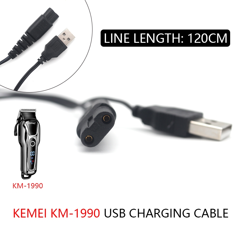 Kemei KM-1990 ปัตตาเลี่ยนตัดผม สายชาร์จ USB อุปกรณ์เสริม สําหรับช่างตัดผม