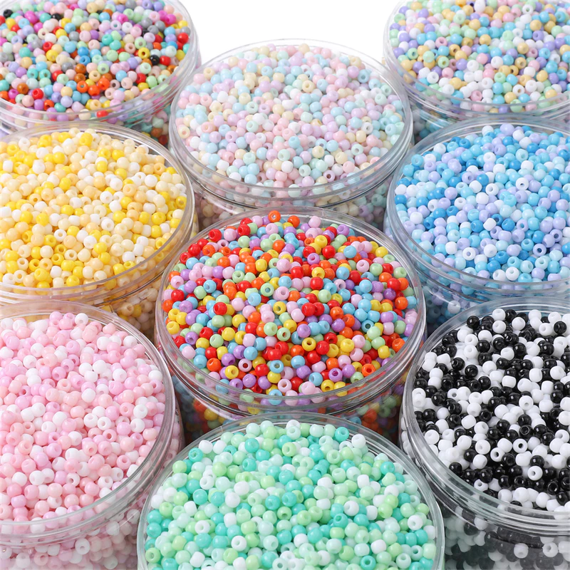ลูกปัดแก้ว ลูกปัดเมล็ด 4mm สีต่างๆ 155 ชิ้น/แพ็ค สำหรับ DIY งานเครื่องประดับทำสร้อยข้อมือและสร้อยคอ