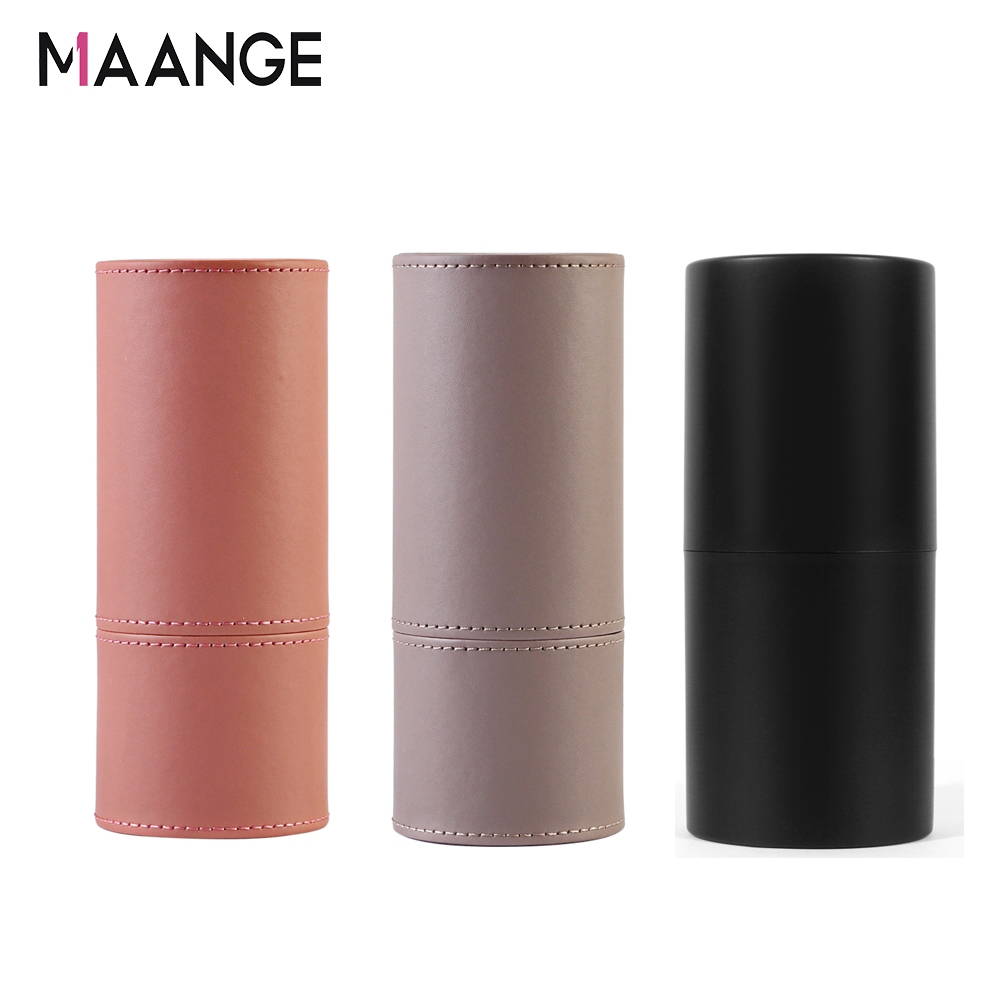 MAANGE หนัง pu กระบอกแปรงแต่งหน้า กันฝุ่น ที่เก็บแปรงแต่งหน้า มัลติฟังก์ชั่น กระเป๋าเครื่องสําอาง 0169