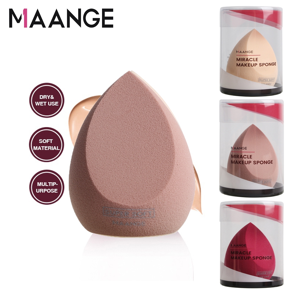 MAANGE ฟองน้ำไข่ พัฟฟองน้ำแต่งหน้า สำหรับลงรองพื้น บรรจุกล่องมาพร้อมกล่องป้องกันและกล่องกันฝุ่น