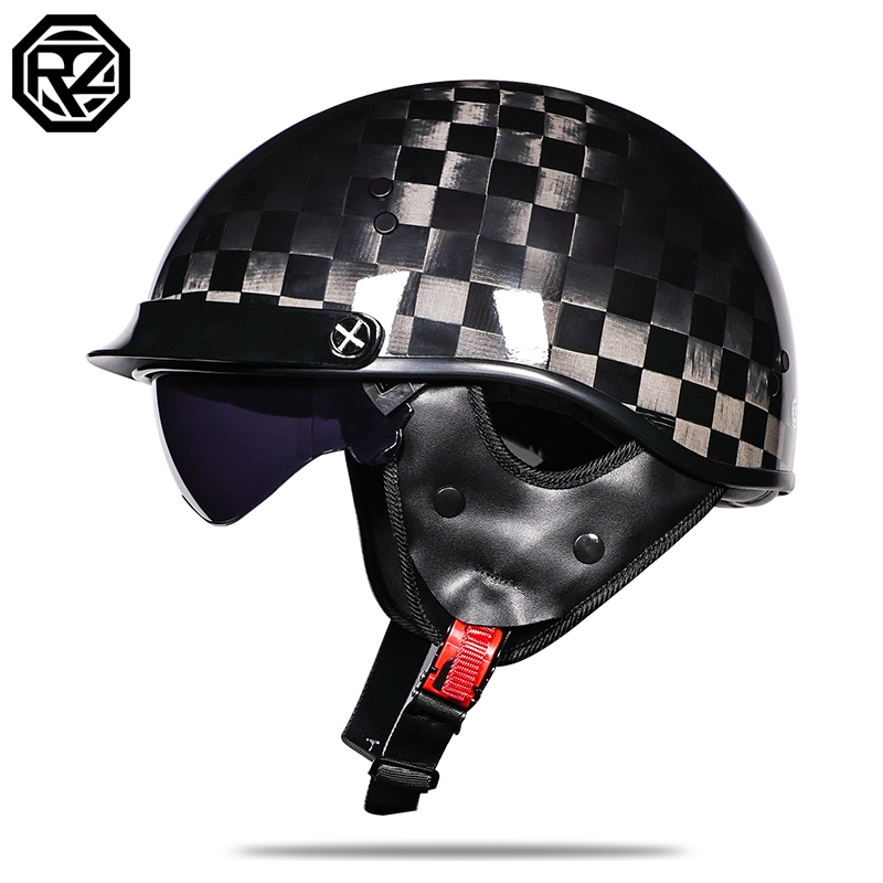รถจักรยานยนต์ Harley หมวกกันน็อคครึ่งหน้าเปิดหน้า Retro Casque Moto หัวรถจักรแสง Endoscopic Cruise หมวกกันน็อควินเทจ Maverick Cruiser สกู๊ตเตอร์ Touring Skull Cap