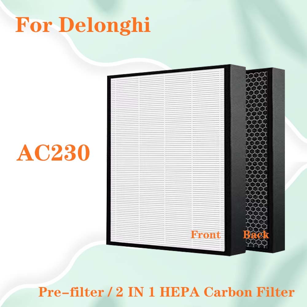 อะไหล่ไส้กรองคาร์บอน และไส้กรอง HEPA สําหรับเครื่องฟอกอากาศ Delonghi AC230 365*258*25 มม.