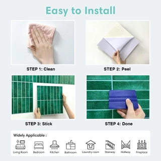 1-5-10pcs | สติกเกอร์โมเสก 3D มีกาวในตัว สีเขียว 30*30 ซม. สําหรับตกแต่งผนังบ้าน ห้องนั่งเล่น ห้องนอน ครัว ห้องน้ํา