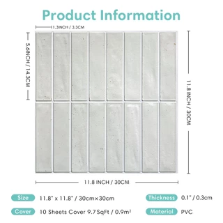 1-5-10pcs | สติกเกอร์โมเสก 3D มีกาวในตัว สีเขียว 30*30 ซม. สําหรับตกแต่งผนังบ้าน ห้องนั่งเล่น ห้องนอน ครัว ห้องน้ํา