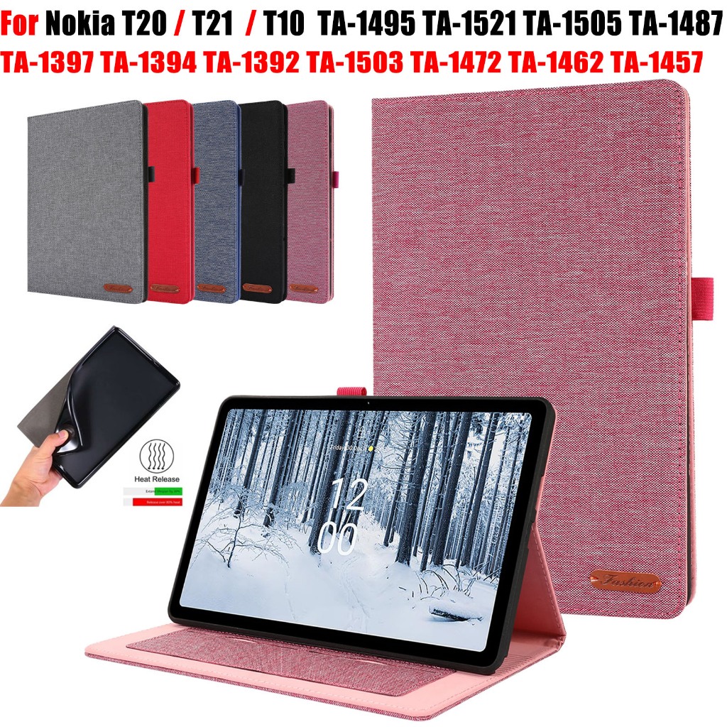 สําหรับ Nokia T20 T21 10.4 นิ้ว T10 8.0 นิ้วแท็บเล็ตกระเป๋าสตางค์ช่องใส่การ์ดป้องกันกรณี TA-1397 TA-1394 TA-1392 TA-1462 คุณภาพสูง PU หนังฝาครอบ