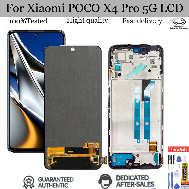 Xiaomi Poco X4 Pro 5G หน้าจอสัมผัส LCD ดิจิไทเซอร์ Poco X4 Pro 5G 2201116Pg LCD พร้อมกรอบเปลี่ยน