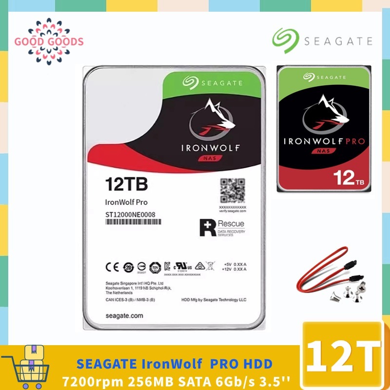 Seagate IronWolf Pro (ST12000NE0008) ฮาร์ดไดรฟ์ภายใน HDD 7200 RPM 256MB Cache SATA 6Gb/s 3.5 นิ้ว