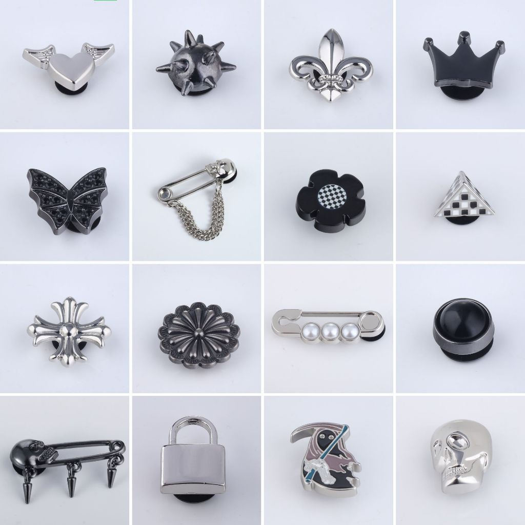 1pcsDark Gothicสไตล์คุณภาพสูงโลหะRhinestone Pins INSรองเท้าแตะอุปกรณ์เสริมDIYตกแต่งสําหรับรองเท้า