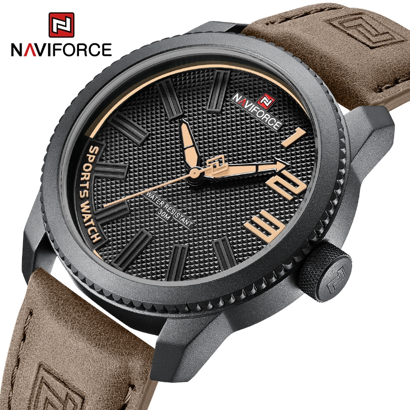 Naviforce 9202 นาฬิกาข้อมือควอตซ์แฟชั่น กันน้ํา แสดงวันที่ แบรนด์หรู สําหรับผู้ชาย