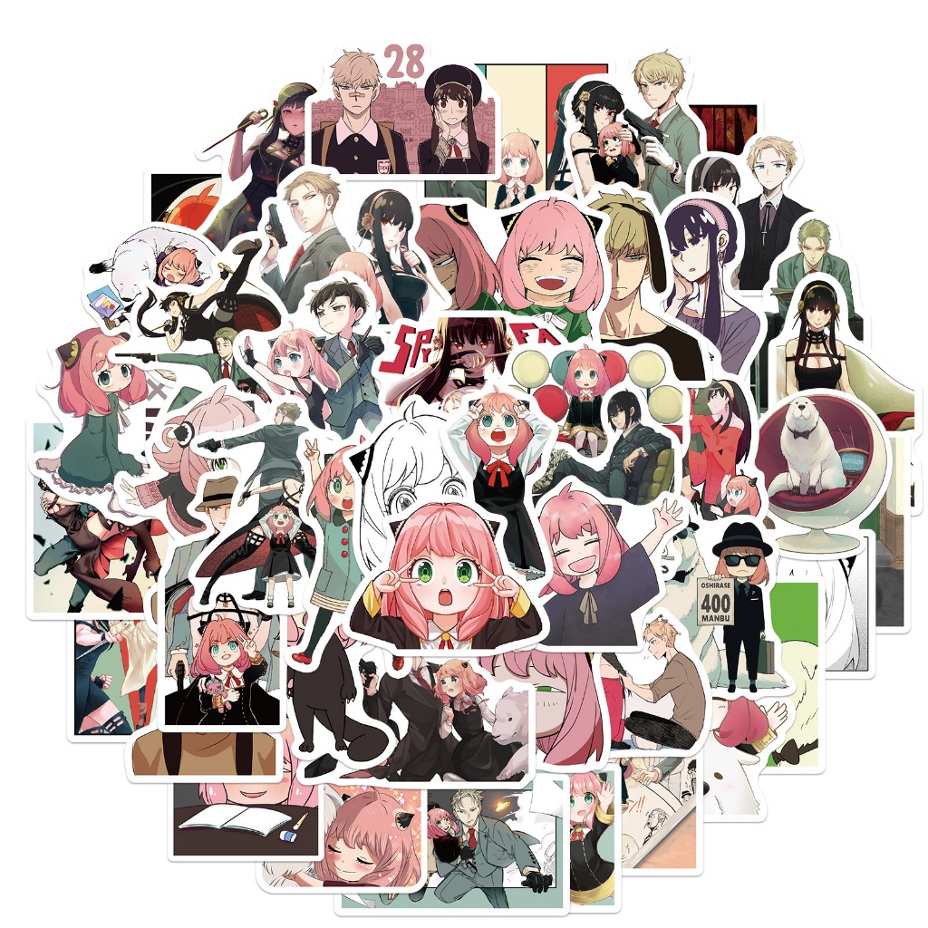 สติกเกอร์ PVC กันน้ํา ลายการ์ตูนอนิเมะ SPY×FAMILY สไตล์ญี่ปุ่น มี 50 ชิ้น