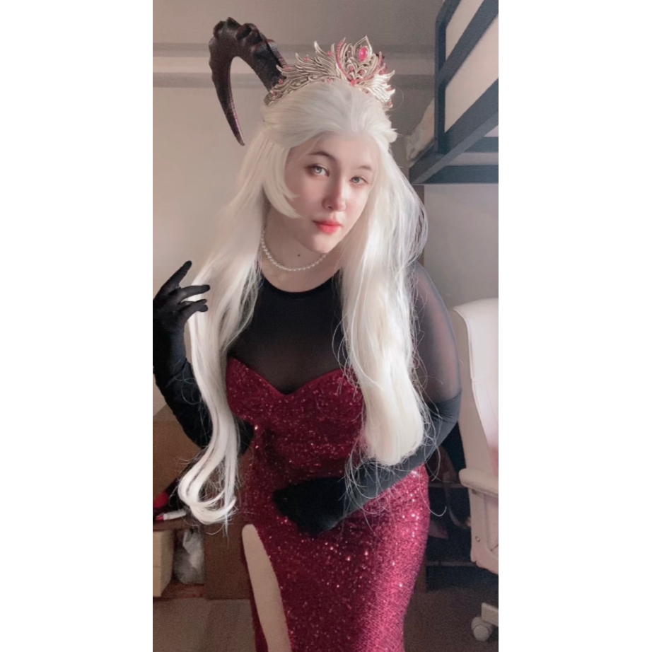 เดรสยาวเลื่อมประกายสามารถใช้สําหรับ Lilith Hazbin Jessica Rabbit คอสเพลย์