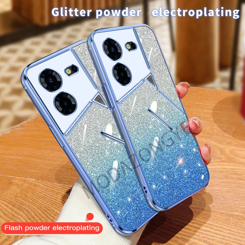 เคสโทรศัพท์มือถือ TPU แบบนิ่ม ชุบไฟฟ้า ประดับกลิตเตอร์ หรูหรา สําหรับ Tecno Pova 5 Pro 5Pro