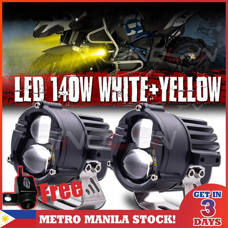 3 "Dual สี Led Work Light Bar 140W Super Bright Spot Flood Combo Beam Spotlight 3000K 6500K สีขาวสีเหลือง Led กันน้ําหมอกไฟ Mini ขับรถรถจักรยานยนต์ Led