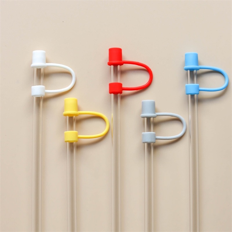 จุกปิดหลอดดูดเครื่องดื่ม แบบซิลิโคน ขนาด 8 มม. กันฝุ่น สีพื้น สไตล์มินิมอล