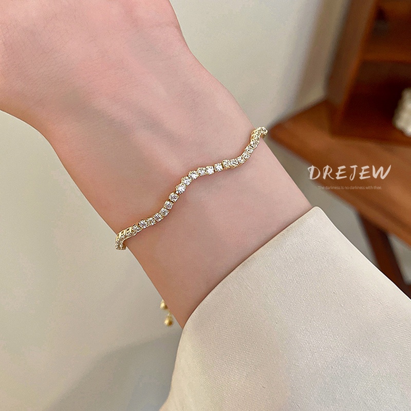 DREJEW สร้อยข้อมือ ประดับเพชร สามารถปรับได้ ระดับไฮเอนด์ หรูหรา สไตล์เกาหลี