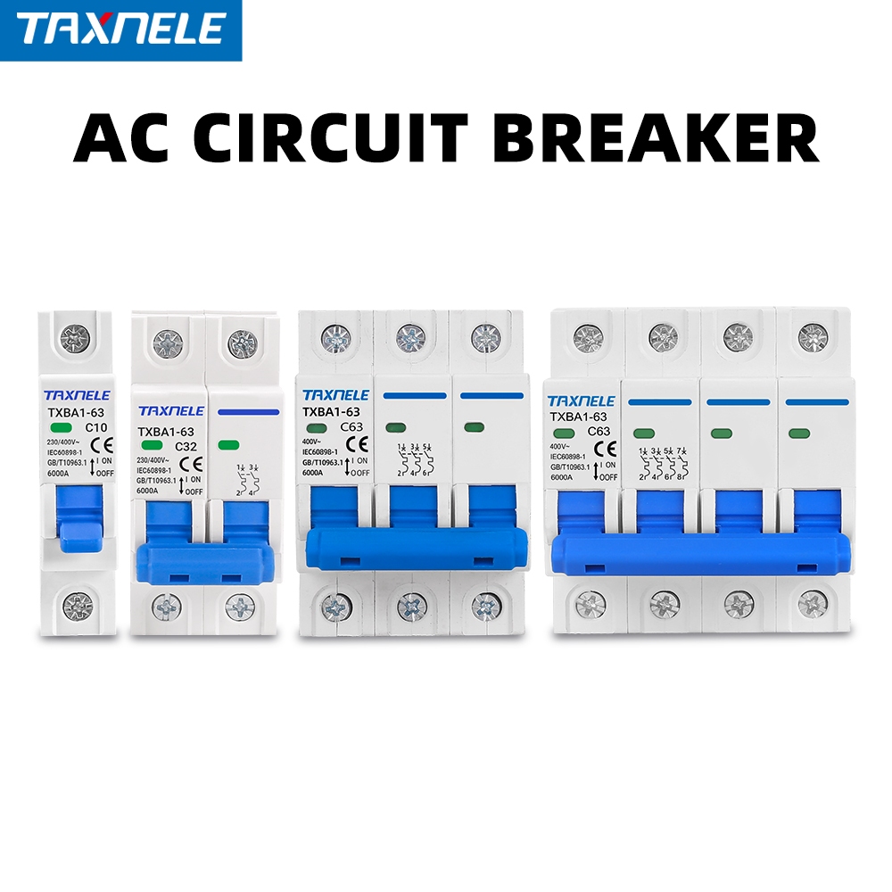 Taxnele AC MCB 1P 2P 3P 4P Circuit breaker Air Switch 63A Overload Short Circuit Protect