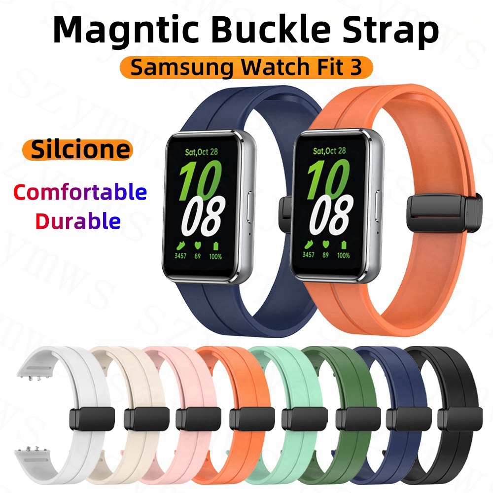 สายนาฬิกาข้อมือ ซิลิโคน หัวเข็มขัดแม่เหล็ก แบบเปลี่ยน สําหรับ Samsung Galaxy Fit 3 Samsung Fit3 Smart Watch
