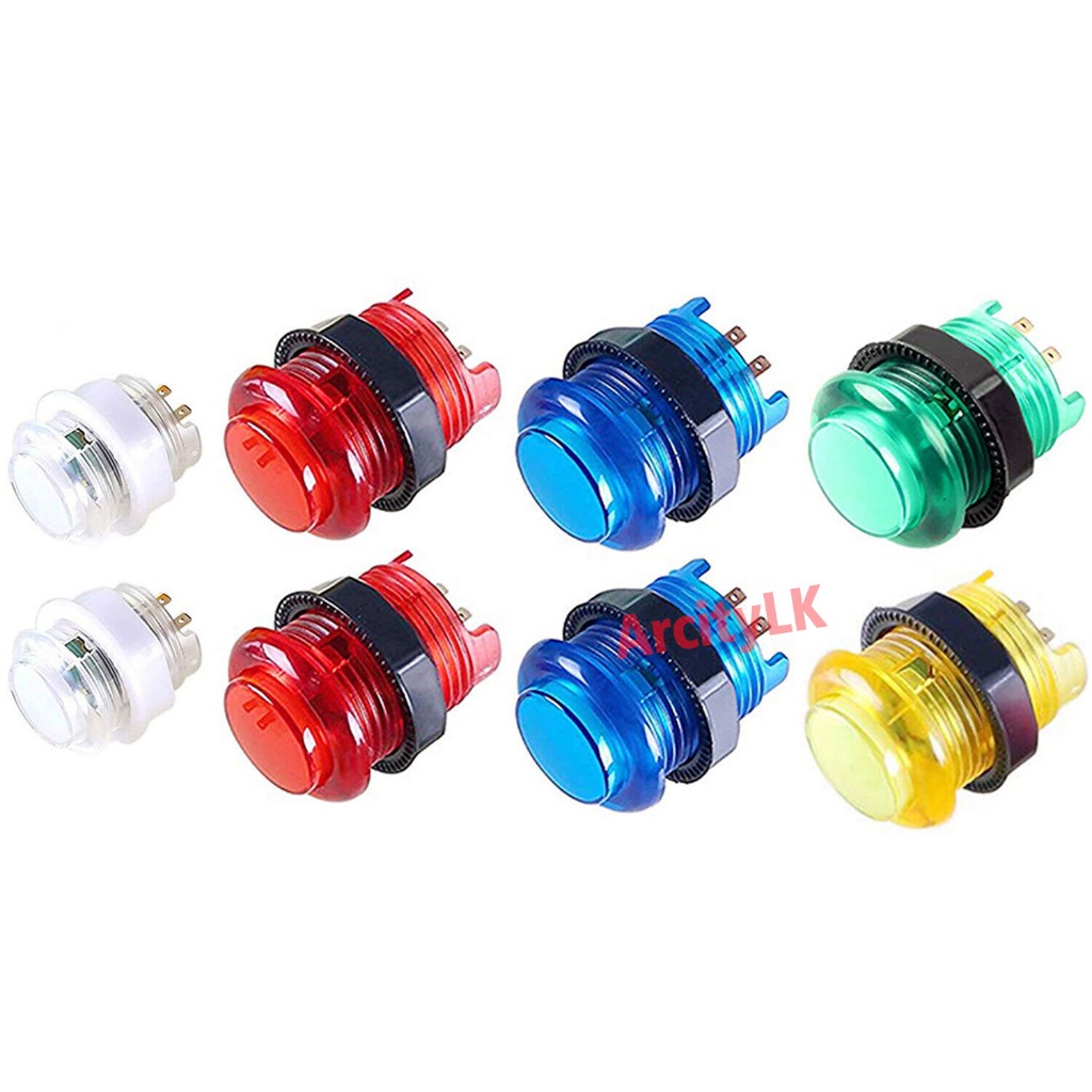 8 ชิ้นอาเขต LED Push ปุ่มส่องสว่าง 6 30 มม.ปุ่ม + 2 24 มม.ปุ่ม Microswitch ในตัวสําหรับอาเขตเครื่องวิดีโอเกมคอนโซล DIY JAMMA MAME Raspberry