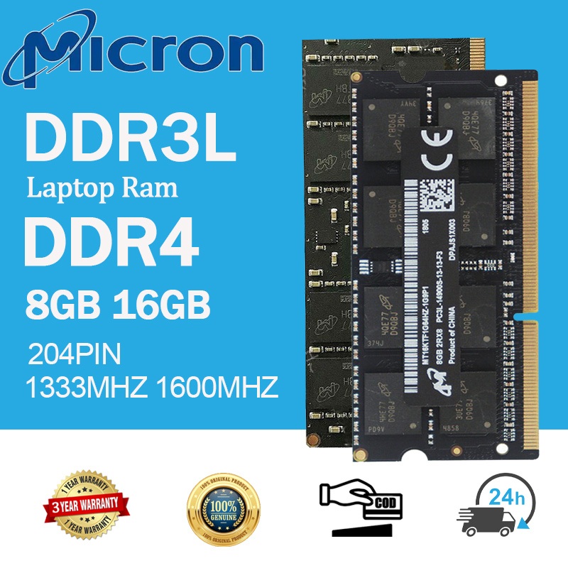 [24H SENT] Micron 8GB 16GB DDR3L DDR4 หน่วยความจํา 2400MHZ 2666MHZ PC3L PC4 2Rx8 14900 สําหรับโน๊ตบุ