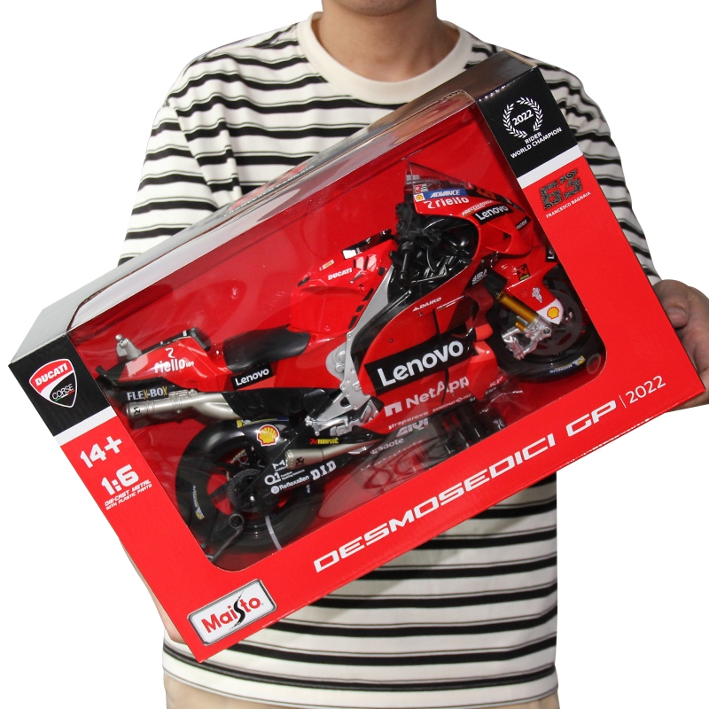 Maisto Moto ขนาดใหญ่ 1/6 2022 Ducati Lenovo Team Desmosedici GP #63 โมเดลรถจักรยานยนต์ Francesco Bagnaia Diecast โลหะผสม ของเล่นสําหรับเด็ก
