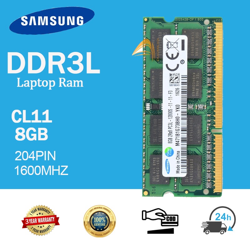 [24H SENT] Samsung 8gb RAM DDR3L 1600MHZ เมมโมรี่การ์ด 2Rx8 PC3L 12800S 1.35 V Sodimm Ram Cl 11 โน็ต