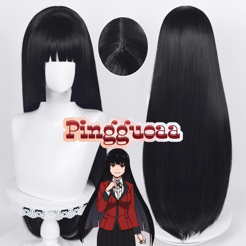 Anime Kakegurui Jabami Yumeko Hell Girl Enma Ai Cosplay Wig 80cm Long Straight Black Heat Resistant 