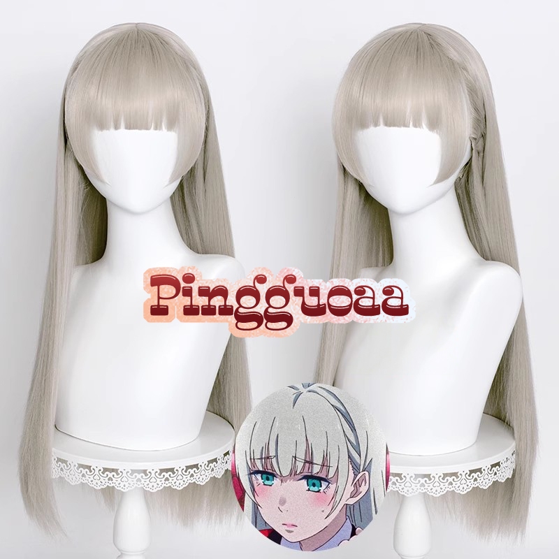 Anime Kakegurui Ririka Momobami Kirari Cosplay Wig 70cm Long Staight Hair Heat Resistant Synthetic W