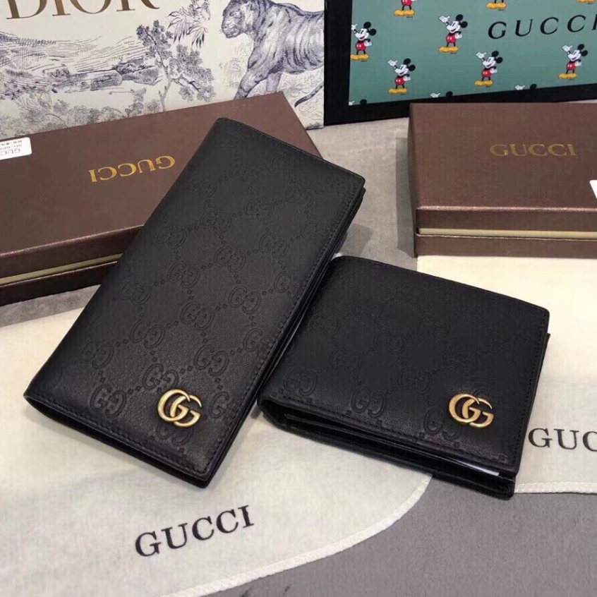 Gucci กระเป๋าสตางค์ หนังแท้ อเนกประสงค์ ใส่บัตรได้ สําหรับผู้ชาย