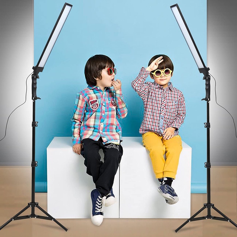 ชุดไฟสตูดิโอ LED แบบคู่ หรี่แสงได้ สําหรับถ่ายภาพ