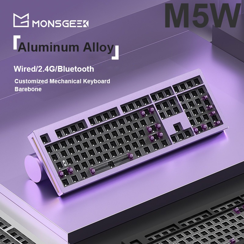 -LW- Monsgeek M5W 108 คีย ์ คีย ์ บอร ์ ดอลูมิเนียมอัลลอยด ์ Hot Swap Wired/2.4G/บลูทูธ RGB การปรับแต ่ งคีย ์ บอร ์ ดเชิงกล GASKET Barebone