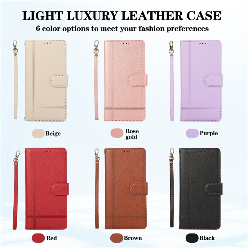 เคสโทรศัพท์หนัง PU ฝาพับแม่เหล็ก พร้อมช่องใส่บัตร และสายคล้อง หรูหรา สําหรับ Samsung Galaxy S24 S23 Ultra S24 Plus S24+ S23 FE A14 A24 A34 A54 A15 A25 A35 A55 5G 4G