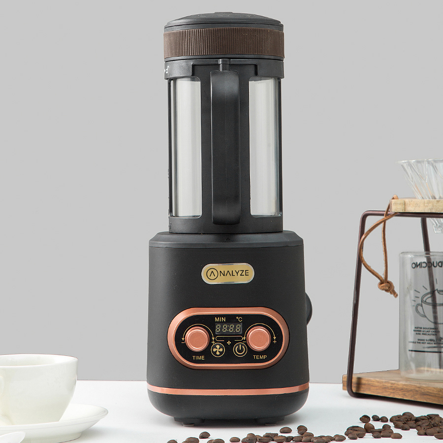เครื่องคั่วเมล็ดกาแฟไฟฟ้า พร้อมตัวควบคุมอุณหภูมิ และฟังก์ชั่นตั้งเวลา ทําความเย็นอัตโนมัติ ขนาดเล็ก สําหรับครัวเรือน