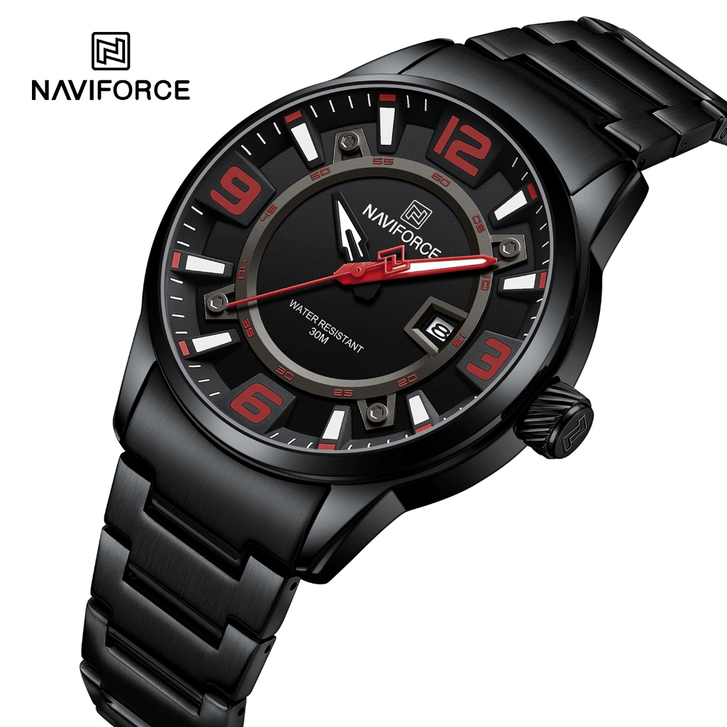 Naviforce 8044 นาฬิกาข้อมือควอตซ์แฟชั่น สายแสตนเลส เรืองแสง กันน้ํา สําหรับบุรุษ