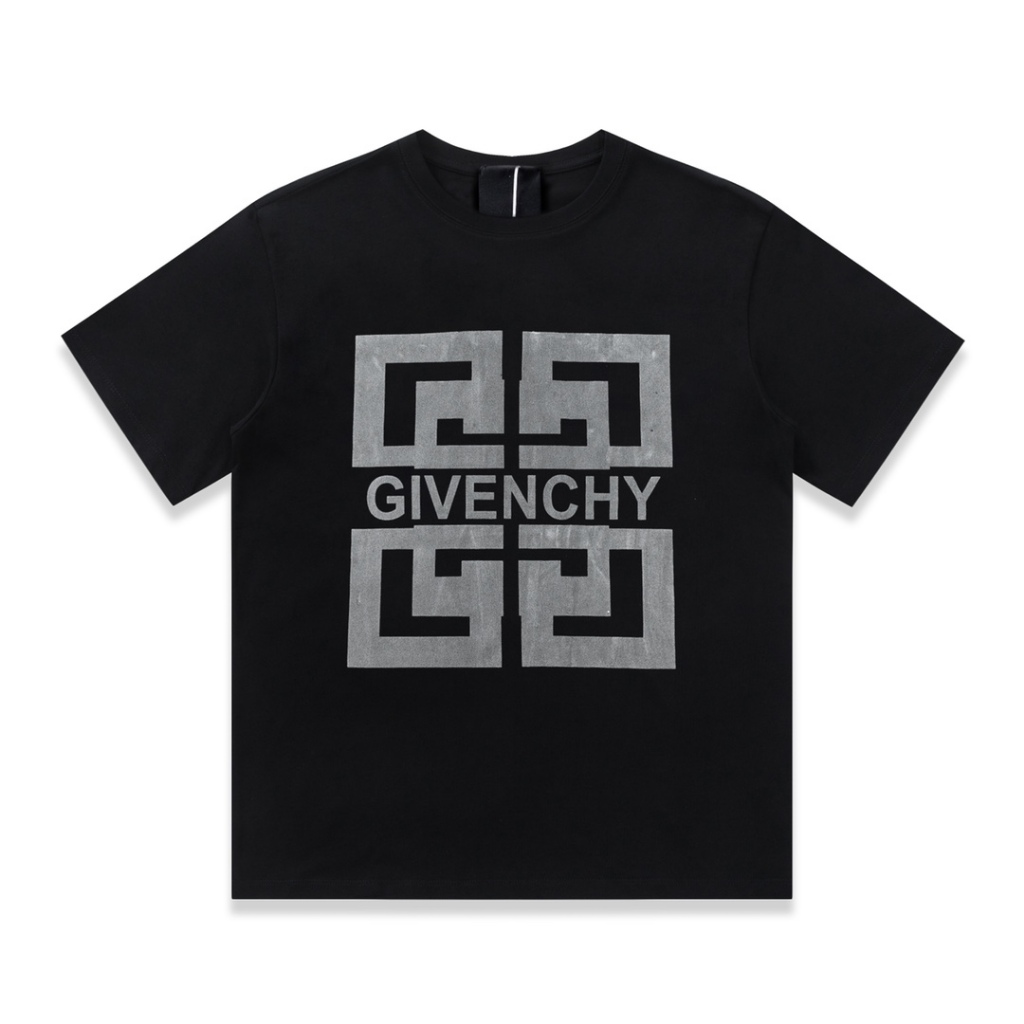 Givenchy24ss เสื้อยืดแขนสั้น ผ้าฝ้ายแท้ 99% พิมพ์ลายโลโก้ Supreme Mission 1: 1 สําหรับผู้ชาย และผู้หญิง ส่งฟรี 99%