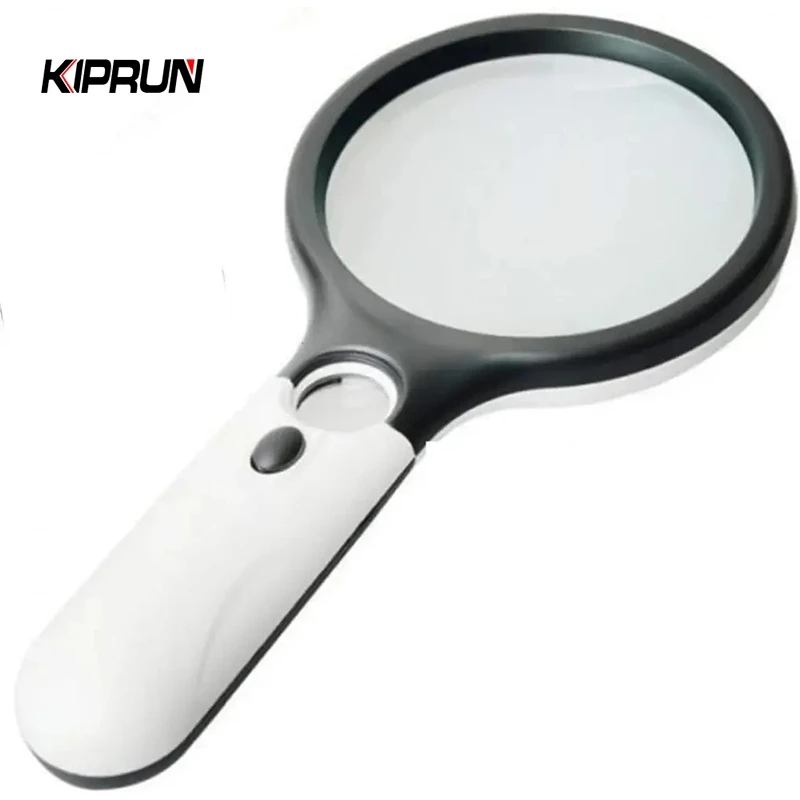 Kiprun เลนส์แว่นขยาย LED ขนาดเล็ก 45x3 สําหรับอ่านหนังสือ เครื่องประดับ