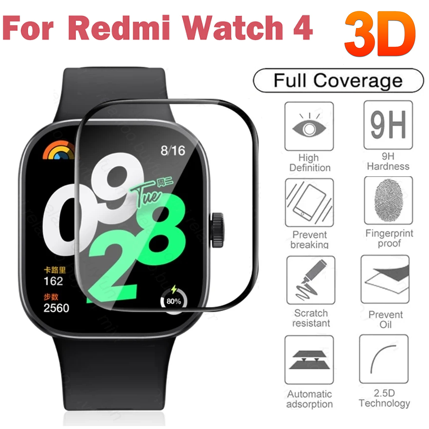 Compatible For ฟิล์ม Redmi watch 5 Active สําหรับ Redmi Watch 4 ฟิล์ม ตัวป้องกันหน้าจอ Redmi watch 4 screen protector 3D โค้ง PET ฟิล์ม Redmi 3 Active กันรอยหน้าจอ 3D สําหรับ Redmi 4 Screen Protector