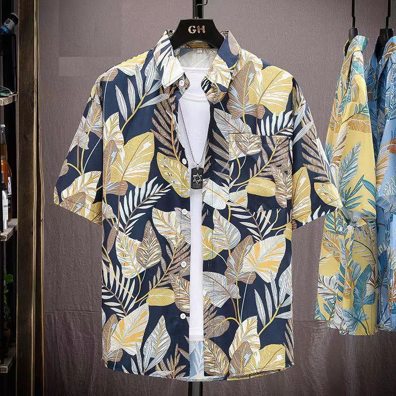 เสื้อแจ็กเก็ต แขนสั้น แบบบาง ทรงหลวม ลายดอกไม้ สไตล์ฮ่องกง เรโทร เหมาะกับเดินชายหาด แฟชั่นฤดูร้อน สําหรับผู้ชาย และผู้หญิง รุ่น 002